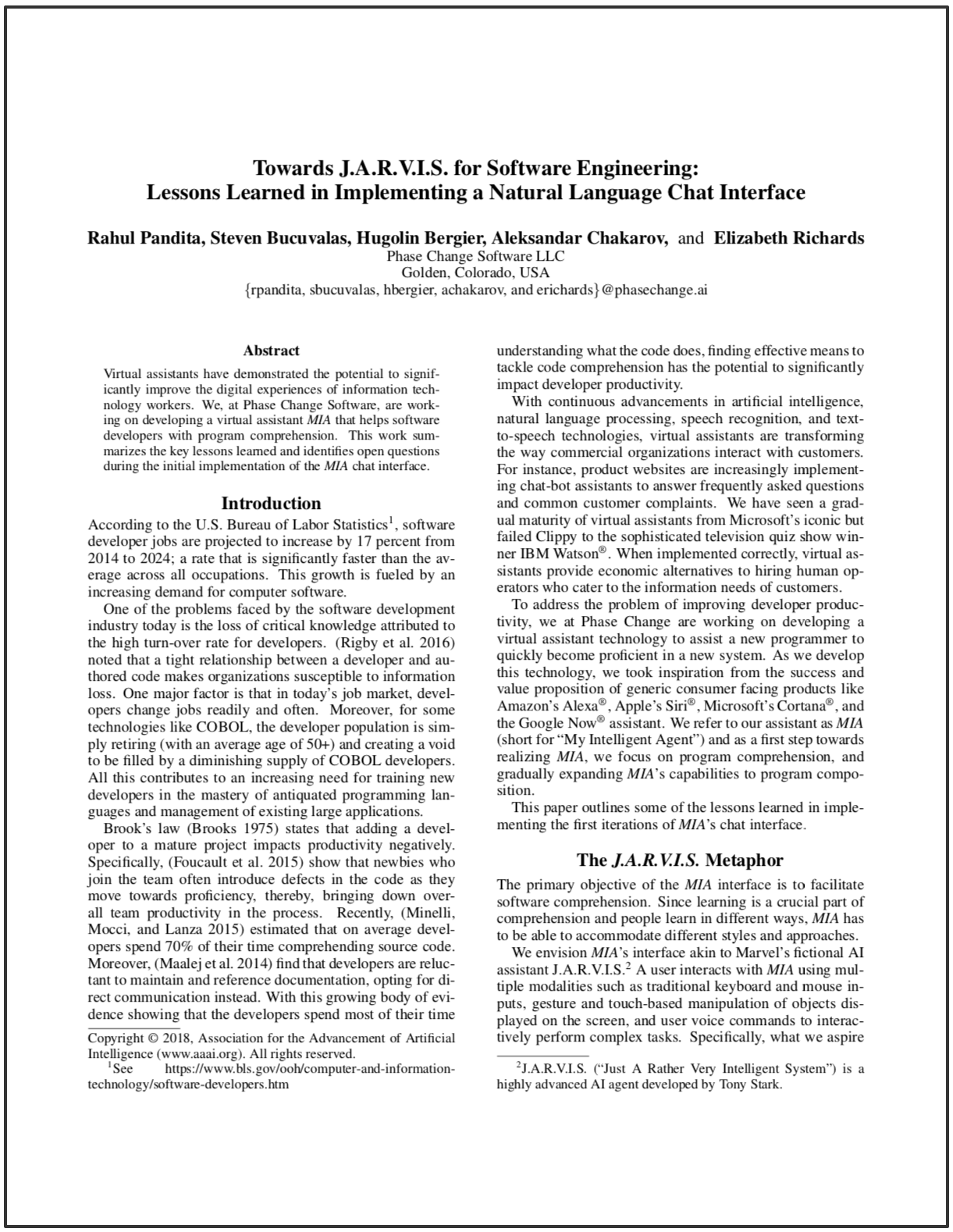 towards jarvis, lessons learned implementing NL chat interface paper